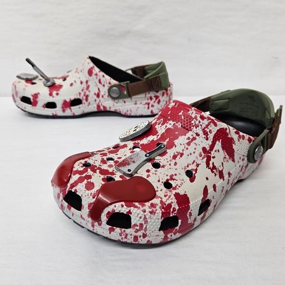 Crocs Friday the 13th Classic Clogs 212073-90H Red White Green Men\'s Size 12 main image 6
